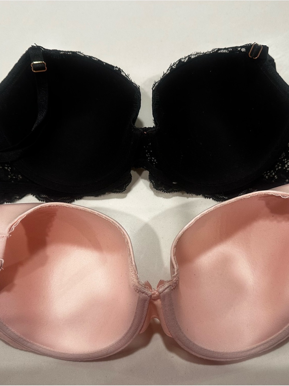 Victoria's Secret Black Lace & Pink Satin Demi Bra Duo - Picture 2 of 3